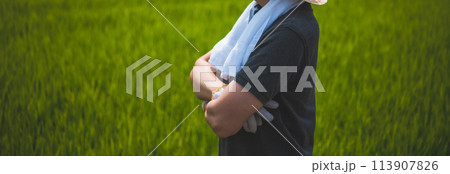 農家と田園の農業ポートレート 113907826