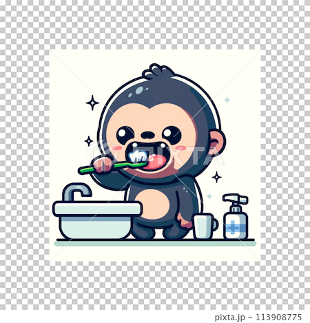 Character illustration to teach children to brush their teeth Character illustration to teach children to brush their teeth 113908775