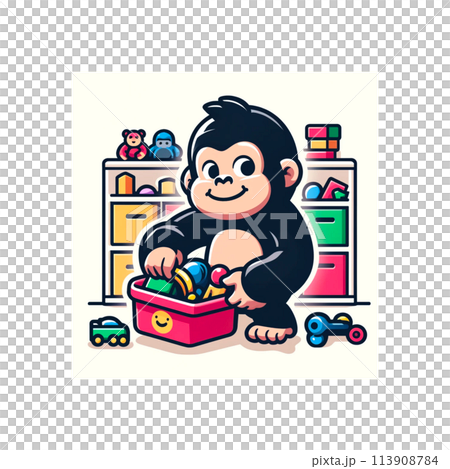 A gorilla cleaning up after playing A gorilla cleaning up after playing 113908784