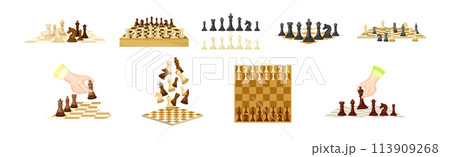 Chess Pieces for Strategic Board Game Vector Set Chess Pieces for Strategic Board Game Vector Set 113909268
