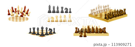 Chess Pieces for Strategic Board Game Vector Set Chess Pieces for Strategic Board Game Vector Set 113909271