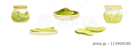Homemade Pickled Cucumber or Gherkin Vector Set Homemade Pickled Cucumber or Gherkin Vector Set 113909280