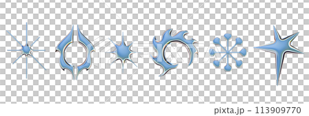 3D chrome y2k star set, metal retro futuristic space icon, mercury brutalist shape glossy effect. 3D chrome y2k star set, metal retro futuristic space icon, mercury brutalist shape glossy effect. 113909770