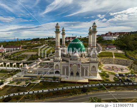 Beautiful mosque in Sumatra. Masjid Agung Syahrun Nur Tapanuli Selatan. Indonesia. 113909778