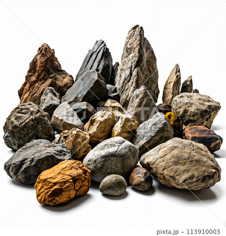 Collection of rocks on white background. Collection of rocks on white background. 113910003