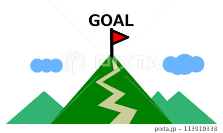 遠い山の頂に目的地となるゴールがあるイラスト 遠い山の頂に目的地となるゴールがあるイラスト 113910338