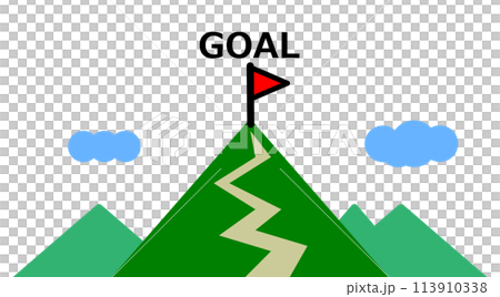 遠い山の頂に目的地となるゴールがあるイラスト 遠い山の頂に目的地となるゴールがあるイラスト 113910338