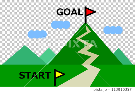 An illustration of a goal at the top of a distant mountain An illustration of a goal at the top of a distant mountain 113910357