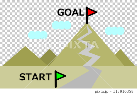An illustration of a goal at the top of a distant mountain An illustration of a goal at the top of a distant mountain 113910359
