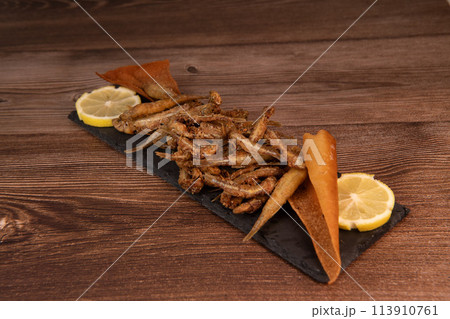 DEEP FRIED SEEFOOD, RECIPE FOR FISH, Smelt AND FRIED PITA, LEMON DEEP FRIED SEEFOOD, RECIPE FOR FISH, Smelt AND FRIED PITA, LEMON 113910761