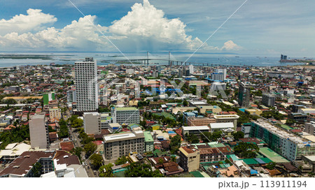 Panorama of Cebu city with tall buildings. Cebu Cordova Link Expressway. Philippines. 113911194