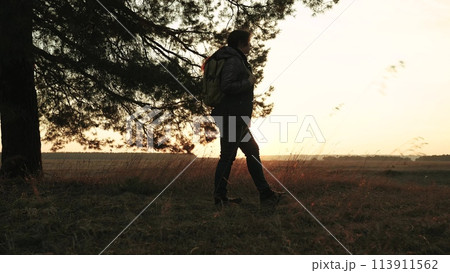 nature walk woman, woodland travel woman, dreamy nature trip, outdoor sunset walk, adventure dream sunset, woman pine woodland, serene backpacker travel, solo traveler dream, hiker dream forest 113911562