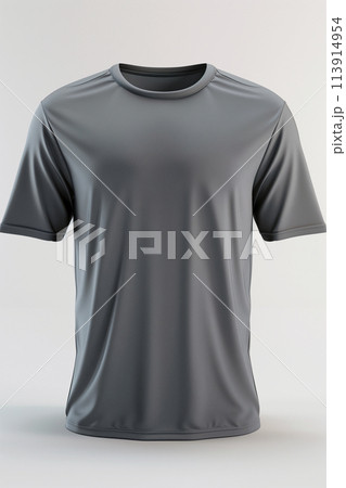 A gray shirt is displayed on a white background 113914954