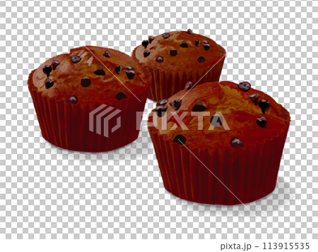 3個巧克力紙杯蛋糕（加巧克力片） 113915535