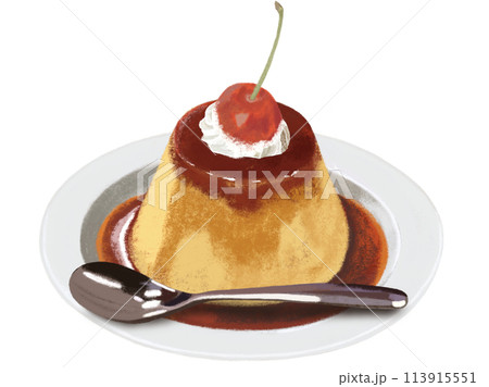プリン(生クリーム、チェリー付き) プリン(生クリーム、チェリー付き) 113915551
