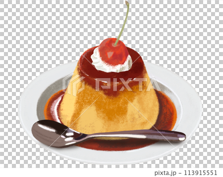 プリン(生クリーム、チェリー付き) プリン(生クリーム、チェリー付き) 113915551