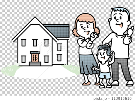 家と家族のイラスト 113915610