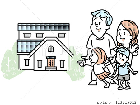 家と家族のイラスト 113915612