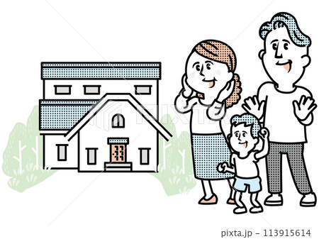 家と家族のイラスト 113915614