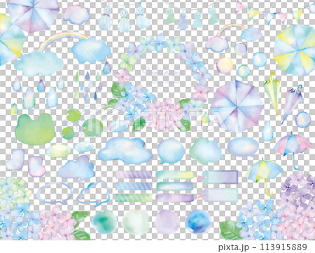 Watercolor hand-drawn cute rainy season greeting illustration for rainy days in the rainy season 113915889