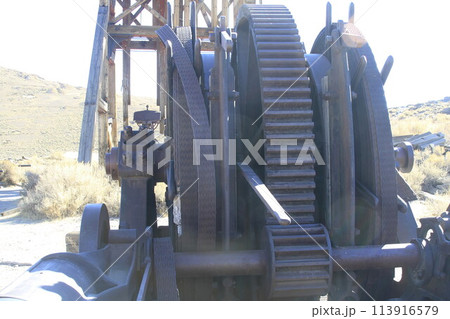 Rusted machinery in Ghost town of Bodie California 113916579
