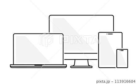 デスクトップPCとノートPCとタブレットとスマートフォンのイラスト 113916684