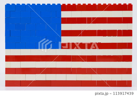 foreground of brick of american flag 113917439