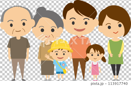 三世代家族のイメージイラスト 113917740