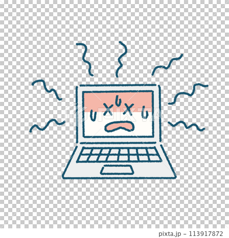 Hand-drawn illustration of a computer overheating Hand-drawn illustration of a computer overheating 113917872