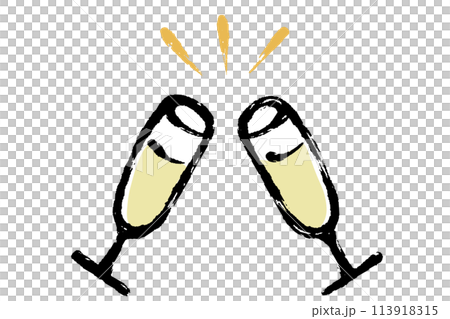 Illustration of champagne glasses toasting 113918315