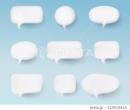 Set of white speech bubbles with 3D effect Set of white speech bubbles with 3D effect 113918410