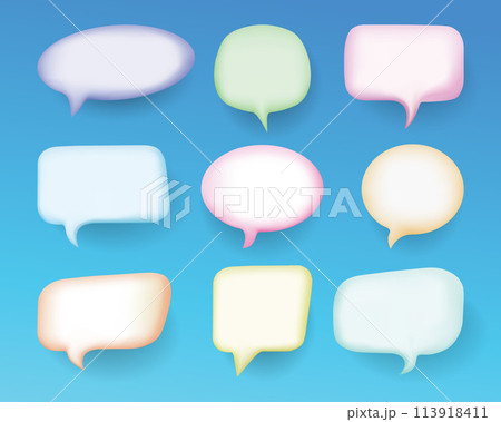 Set of 3D speech bubbles with pastel colors Set of 3D speech bubbles with pastel colors 113918411