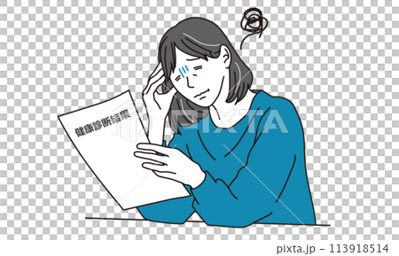 A woman who is depressed after seeing the results of her health check A woman who is depressed after seeing the results of her health check 113918514