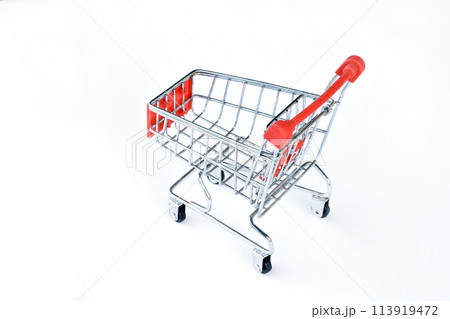 grocery cart from a supermarket on a white background. 113919472