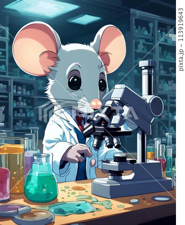 Mouse in a Lab Looking Through a Microscope....のイラスト素材 [113919643] - PIXTA