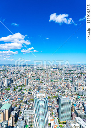 【東京都】サンシャイン60ビルの展望台から見た都市風景 113919848