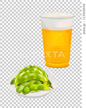 Beer and edamame (plastic cup) 113920056