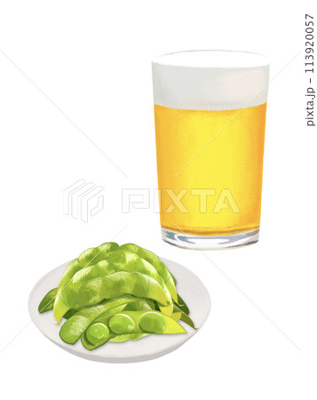 ビールと枝豆（グラス） 113920057