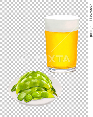 ビールと枝豆（グラス） 113920057
