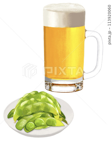 ビールと枝豆（ビアジョッキ） 113920060