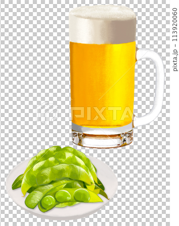 ビールと枝豆（ビアジョッキ） 113920060