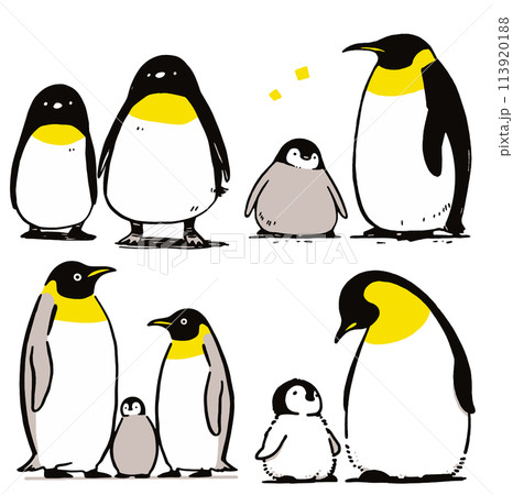 シンプルイラストペンギン親子 113920188
