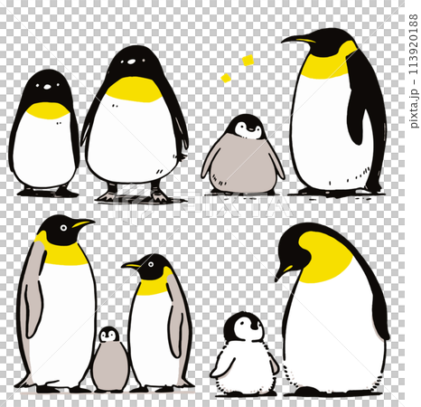 シンプルイラストペンギン親子 113920188