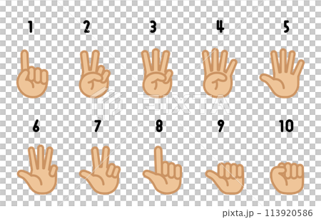 ハンドサイン 数を数える手のイラスト ハンドサイン 数を数える手のイラスト 113920586