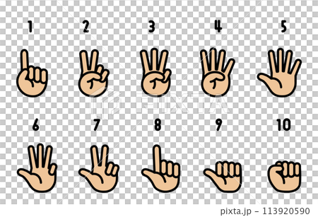 ハンドサイン 数を数える手のイラスト ハンドサイン 数を数える手のイラスト 113920590