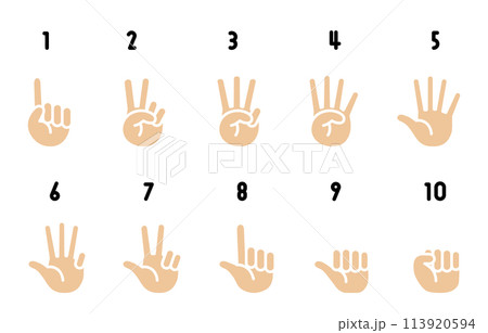 ハンドサイン 数を数える手のイラスト ハンドサイン 数を数える手のイラスト 113920594