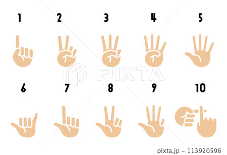 台湾のハンドサイン 数を数える手のイラスト 台湾のハンドサイン 数を数える手のイラスト 113920596