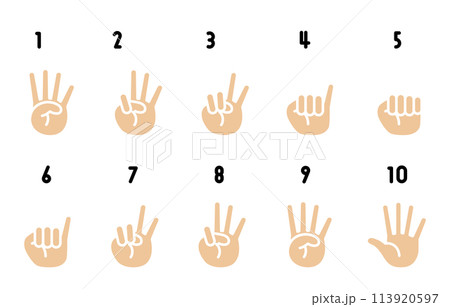 ハンドサイン　数を数える手のイラスト 113920597