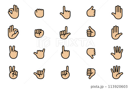 シンプルなハンドアイコンセット シンプルなハンドアイコンセット 113920603
