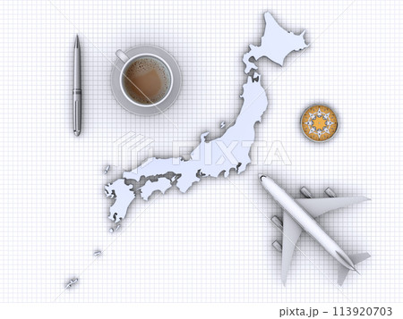 日本地図と旅行計画、トラベル構想 113920703